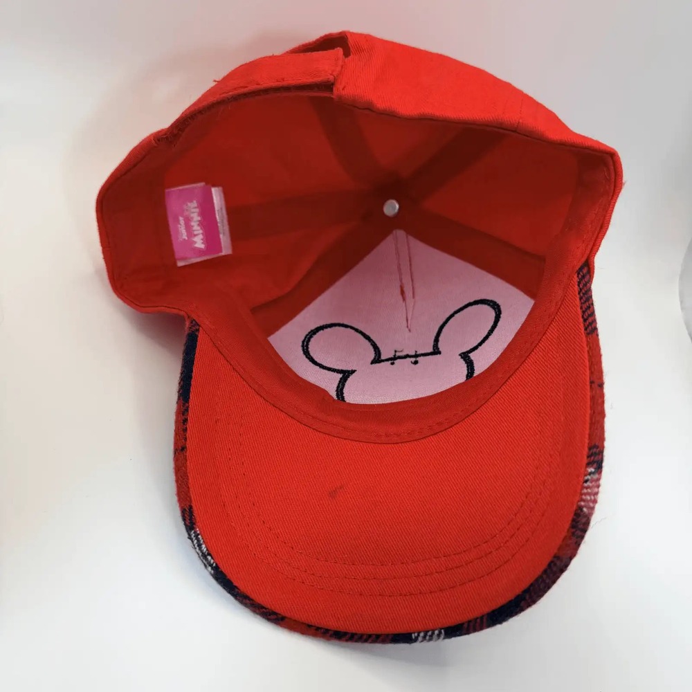 Disney Minnie Mouse Red Plaid Cap Adjustable Hat Kids Fashion Headwear - Picture 4 of 6
